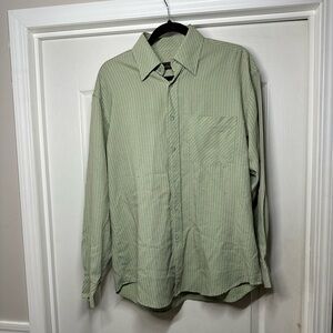 Bugatchi Uomo Green Blue Purple Checkered Shirt Long Sleeve ButtonDown Mens M